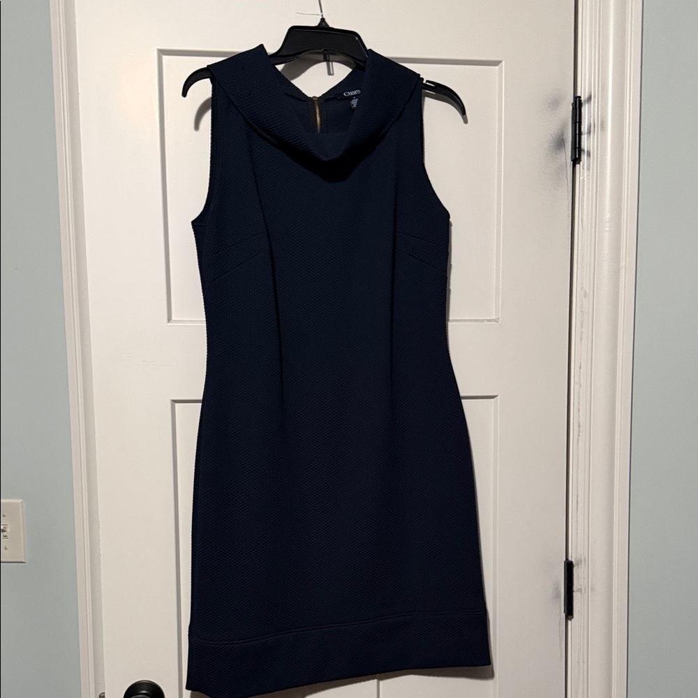 Chaps Dark Blue Textured Midi Dress